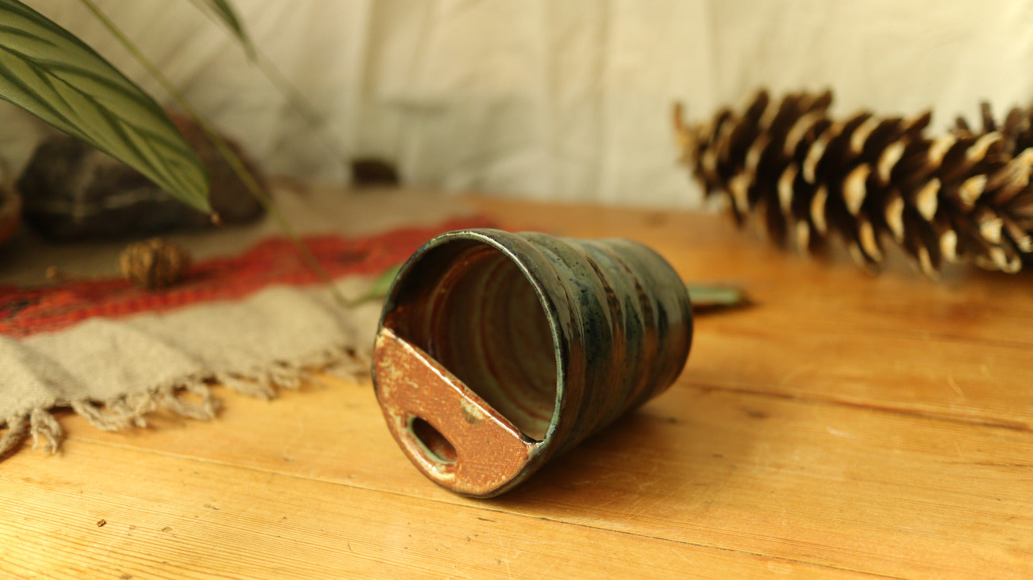 Spiral Tumbler speckled blue and brown glaze