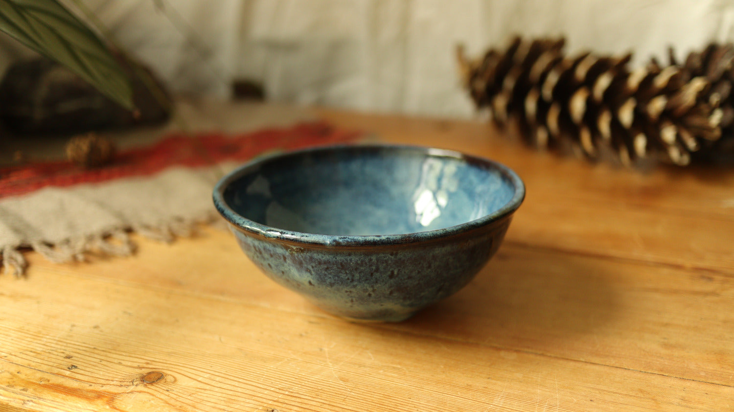 General purpose bowl, varigated blue glaze