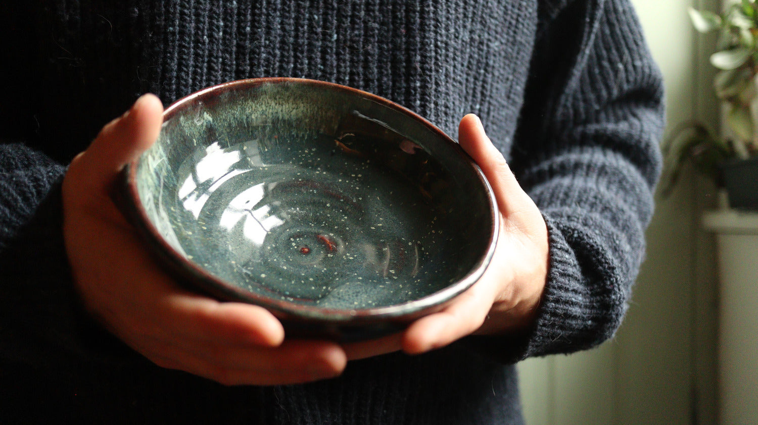 Large ramen bowl/dish , floating iron glaze (seconds)