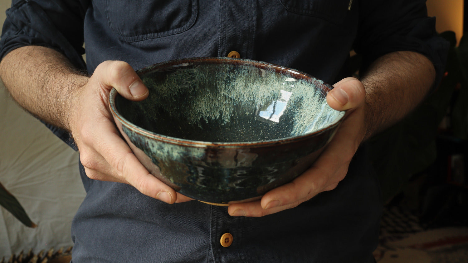 Large ramen bowl, floating iron glaze