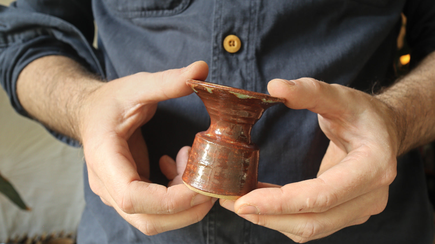Candlestick holder, brown