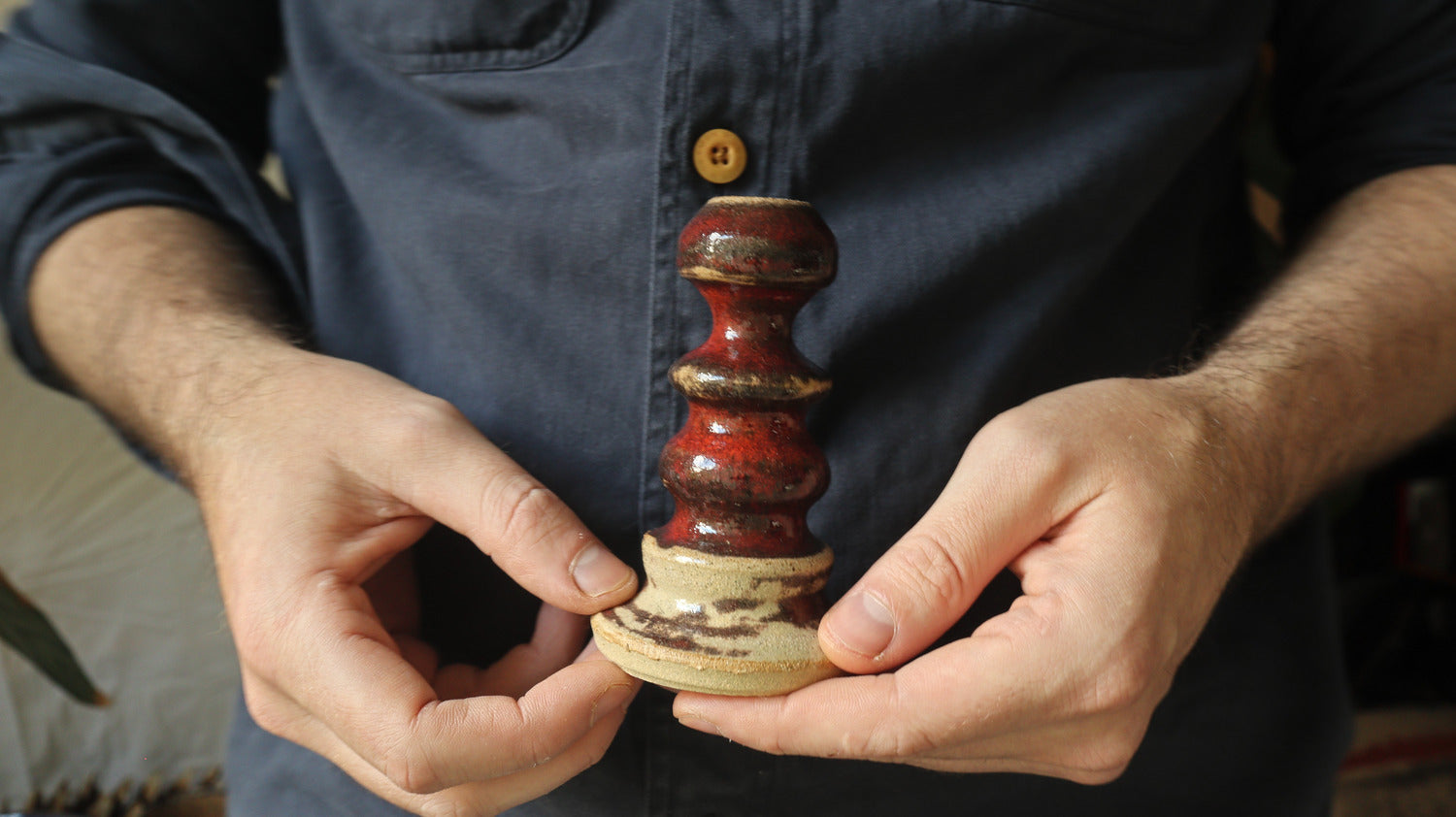 Candlestick holder, brick red