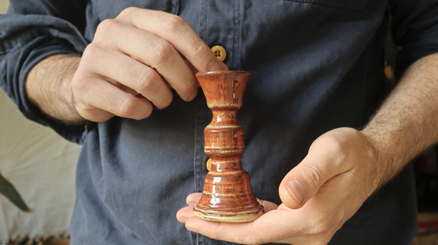 Candlestick holder, brown