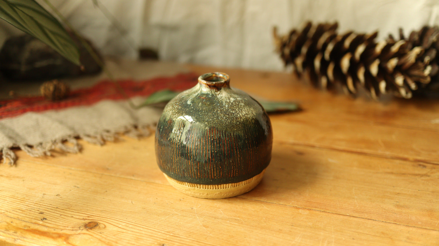 Bud vase, floating iron glaze