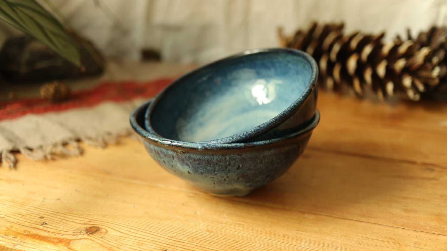General purpose bowl, varigated blue glaze